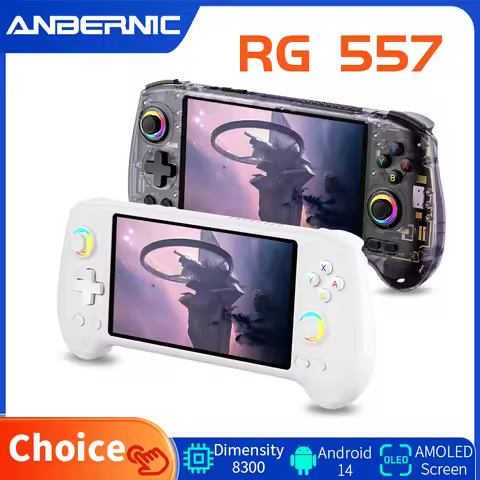 ANBERNIC RG557 Retro Handheld Game Console 5.48" AMOLED Screen Dimensity 8300 Android Video Portable
