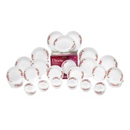 Felli Dinexe Opal Glass Dinnerware Set (24 Pcs) - Wavy Camellia Bloom [FREE Opal Glass Serveware 5 P