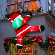 Christmas Inflatable Hanging Santa Santa with Gift Bag Decorations Blow Up Climbing Santa with LED L