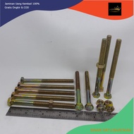 RATU YELLOW NUT BOLT M8X100 / BMK M8X100 / BOLT M8X100 YELLOW BMK M8