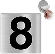 LEIASA Self-Adhesive House Number – 10 x 10 cm – Aluminium – No. 8 – Apartment & Hotel Number – Door