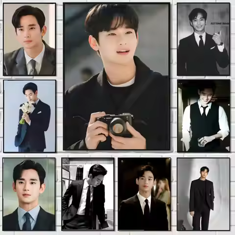 Hot Actor Kim Soo Hyun Poster HD Cartoon Wall Art Self Stick Removable Poster For Home Living Room