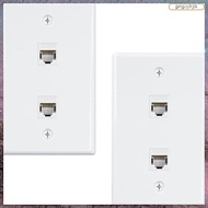 [L E U R] 2 Pack 2 Port Ethernet Wall Plate, Cat6 Female to Female Wall Jack RJ45  Inline Coupler Wa