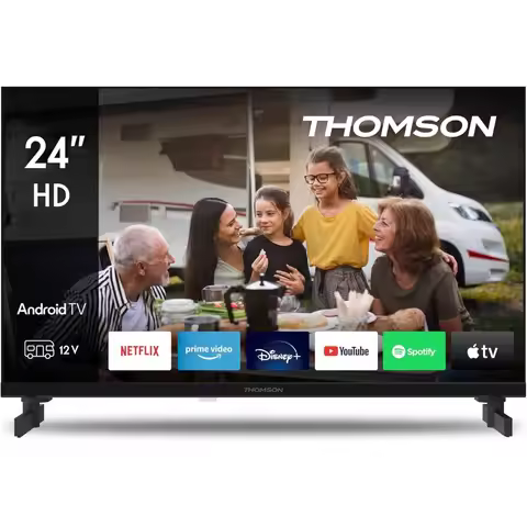 THOMSON 24 Inch (60 cm) LED HD 12V Camping Smart Android TV, Google Assistant, Wi-Fi, Dolby Digital,