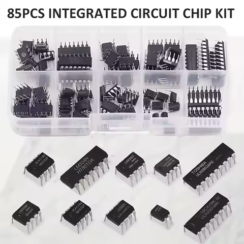 85PCS 10 Types DIP IC Chip Kit with NE555 LM324 LM358 for Precision Timer & Op-Amp Circuits