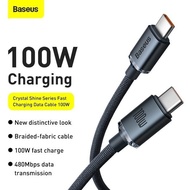 BASEUS CRYSTAL SHINE SERIES FAST CHARGING DATA CABLE TYPE-C TO TYPE-C 100W 1,2M & 2M TYPE C CABLE FA