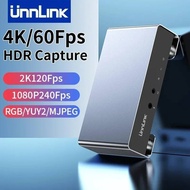 Unnlink 4K 60Fps Video Capture Card USB C 3.1 HDMI 2K 120Fps Streaming and Gaming RGB HDR Passthroug