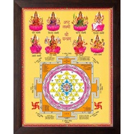 Astha Laxmi Shree Yantra, HD Printed Religious & Wall Decor Picture with Frame for Home, Office Temp