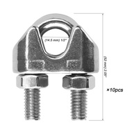 MOUYAT 10 Pack 1/2 Inch M12 Wire Rope Clamp, 304 Stainless Cable Clamps, U Bolt Saddle Fastener N05Z