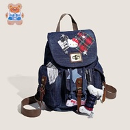Large Capacity Backpack Denim Vintage Cat Backpack