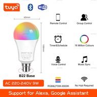 UK B22 Base TUYA Wifi Smart Bulb Bluetooth lamps Led RGB Smart Light 220V Alexa Google Assisatnt Voi