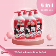 Disney Cuties Head To Toe Baby Wash 750ML 4 in 1 Bundle Value Set - Baby Melody Red Colour For Kids 