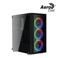 Aerocool QUARTZ REVO PC Case - Mid Tower / ARGB / Full Tempered Glass Panels / Black