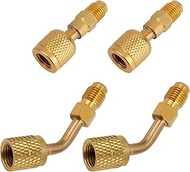 4pcs Refrigerant Brass Adapter Set, R32 R454B & R410A Adapter 1/4" Female Thread to 1/4" Male Thread