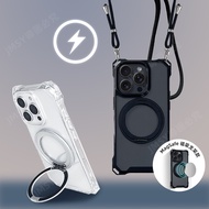 360 Degree Rotating Bracket iPhone17e 16 15 14 13 12 11 XS 16e Magnetic Case MagSafe Lanyard Phone