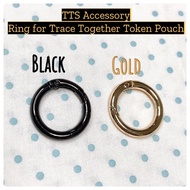 Tootooshop Accessory Metal Ring for Trace Together Token Cover, Bag ring, key ring, Ez link charm, airpod (Gold/Black)