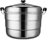 DPWH Thicken Oversized Stainless Steel Three-layer Steamer Canteen Hotel Commercial Large Multi-function Three-steamer (Color : Metallic, Size : 40cm)