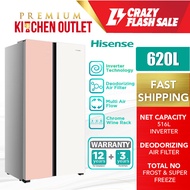 【OWN TRUCK DELIVERY】Hisense 620L Side by Side Inverter Refrigerator RS688N4AW-PU (W.Pink) | Klang Va