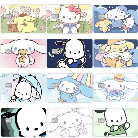 Anime Cartoon New Pochacco Cinnamoroll Kuromi My Melody PVC Credit Card Skin Stickers Film for Debit