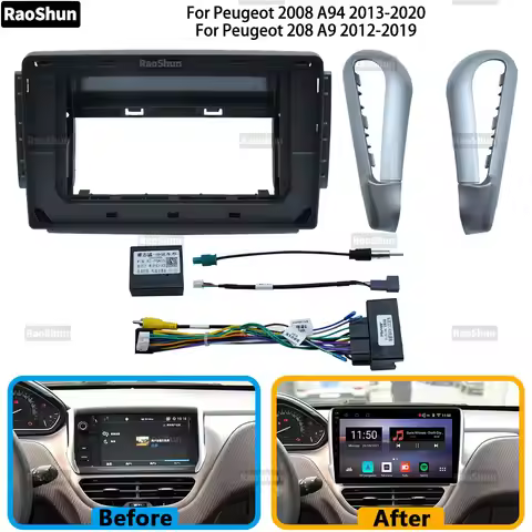 Car Radio Navigation Screen Harness Canbus Dashboard Stereo Player Console Frame Fascia For Peugeot 