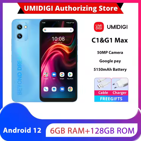 UMIDIGI C1 Max / G1 Max 50MP Camera 6GB 128GB Phone 6.52 inch Android 12 5150mAh Battery Unisoc T610