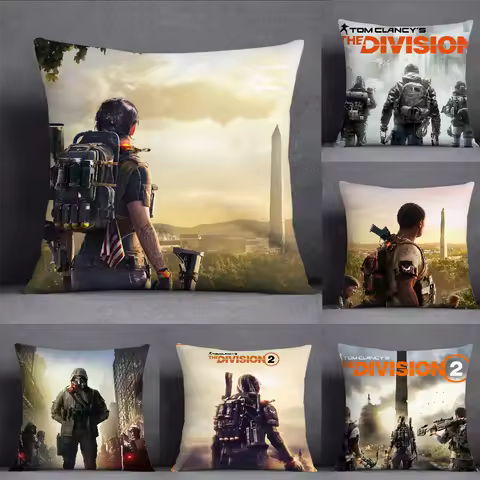 Game Tom Clancys The D-Division 2 Pillow Case Square Double-Sided Printing Short Plush Sofa Cushion 