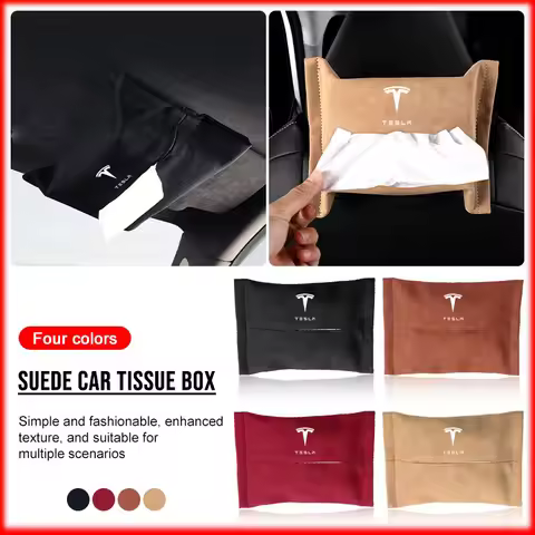 Suede Car Tissue Box Cover Sun Visor Seat Backrest Suspension For Tesla Model 3 2021 X Y Style Roads