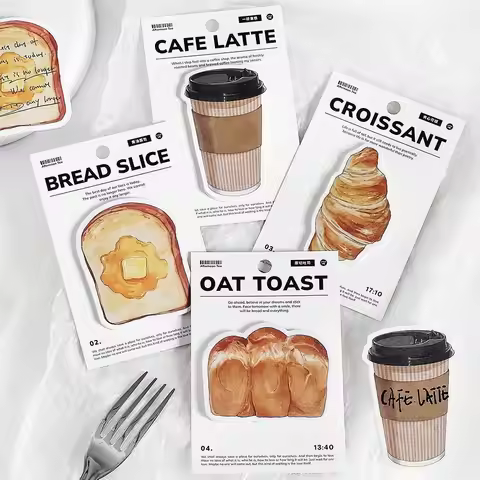 30 Sheets Sticky Notes Creative Toast Bread Coffee Series Memo Note Tearable Note Paper Memo Pad Sta