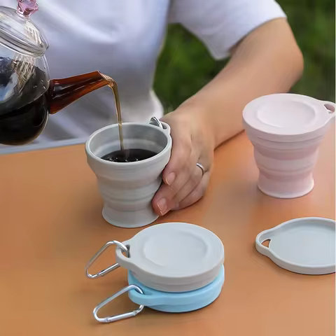 Outdoors Silicone Folding Cup with Hanging Hole Creative Water Cup Travel Portable Washing Cup Fashi
