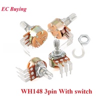 WH148 3pin With Switch 15MM Bend Foot 5K 10K 20K 50K 100K 500K B5K B10K B20K B100K B500K Potentiomet