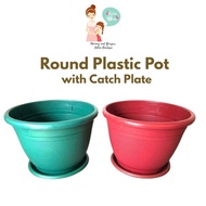 Simplee Round Plastic Pot with Saucer | Ramgo Pots | Plastic Pots for Plants Big Size | Plant Pot | Plastic Pot for Plants