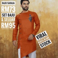 Men Shirt Kurta Pyjama Cross Style Jippa Celebrity Men Baju Melayu Lelaki [READY STOCK SHIP IN 3DAYS