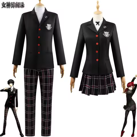 Persona 5 Kasumi Yoshizawa Cosplay Costume School Badge Suit JK Uniform Dress Halloween Party Role P