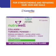 NUTRAWELL Collagen + Turmeric + Vitamin C + Vitamin E + Hyaluronic Acid + CoQ10 Capsule