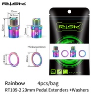 RISK Bike Pedal Axle Extender Bicycle Pedal Extension Bolts Spacers 16mm 20mm for MTB Road Bicycle P