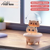 ALI🌹PINZHENG 800Mah Portable Power Bank For Lightning Type-c Mini Powerbank Cute Cat External Powerbank LED Night Ligh K