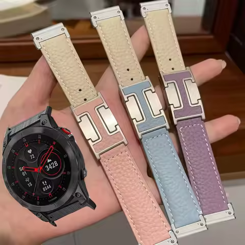 Quickfit 20 22 26 mm Leather Loop Strap For Garmin Watch Fenix 7 7S 7X E 8 AMOLED 43 47 51 Enduro 1 