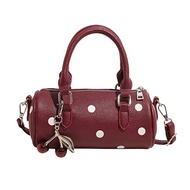 Women's Soft Pillow Crossbody Bag - 20cm Colorblock Polka Dot Cylinder Purse, Versatile U1y9