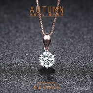 Necklace necklace 18k Rose Gold necklace Women 1 Carat Moissanite Six-Claw Claw Clavicle Chain Penda