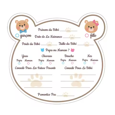 Set of 25 PCS Baby Shower Predictions and Advice Cards in French Version Baby Shower Games and Activ