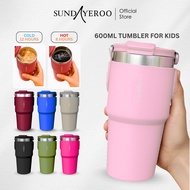 SUNDAYEROO 600ML Tumbler Beg Sekolah Botol Termos Tahan Panas Sejuk Tumbler With Handle w Straw Hand