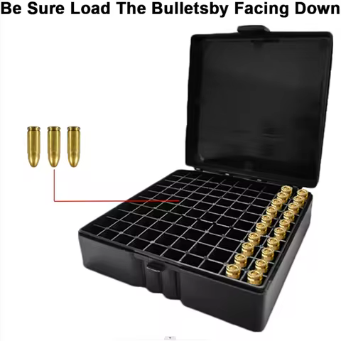 50/100 Rounds Tactical Bullet Box 9mm/.223/.38Super Pistol Rifle Ammo Carry Storage Box Flip-Top Bul