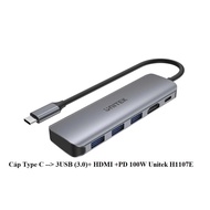 TYPE-C TO 3 USB 3.0 + HDMI + PD 100W UNITEK H1107E CABLE