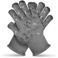 Oven Gloves with Fingers - 932°F Extreme Heat Proof and Cut Resistant Mitts for Kitchen, BBQ, Grill,