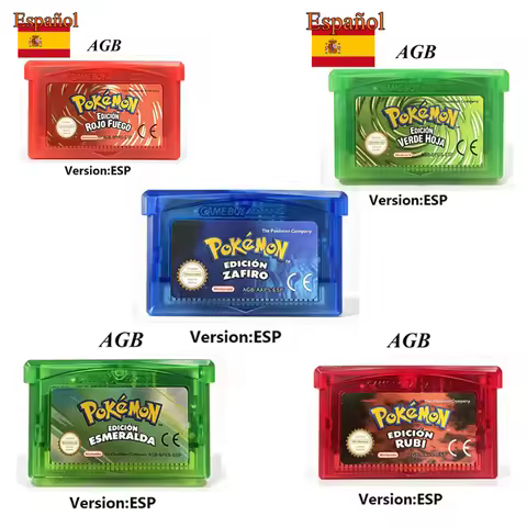 HOT## España GBA Game Pokémon Series 32 Bit Video Game Cartridge Console Card Pokémon Emerald FireRe