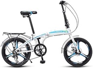 Fashionable Simplicity Adults Folding Bikes 20 High-carbon Steel Folding City Bike Bicycle Foldable Bicycle with Rear Carry Rack Double Disc Brake Bike " (Color : Blue)