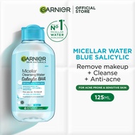 Garnier Micellar Cleansing Water Blue 125ml - Gently Cleanses and Remove Makeup for Acne Prone and S
