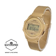 [Watchspree] Casio Vintage Style Digital Gold Ion Plated Stainless Steel Mesh Band Watch A171WEMG-9A