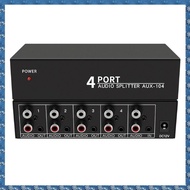 (CSID) Audio Splitter 1 in 4 Out L/R Aux Stereo Audio Splitter 1X4 Audio Distributor for PC DVD Spea