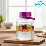 2 Liter Glass Wine Bottle with Purple Lid and Handle - QX2L Handle Glass Jar for Food Storage, High 